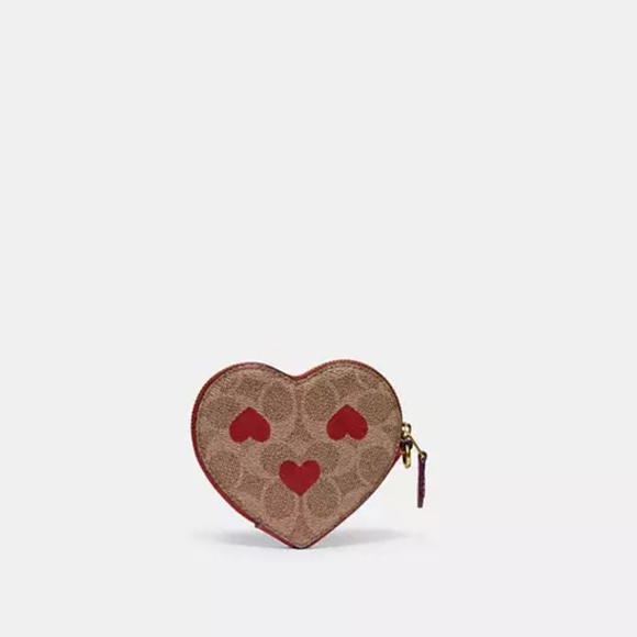 Coach Signature Coated Canvas with Heart Print Wristlet - Picture 2 of 6